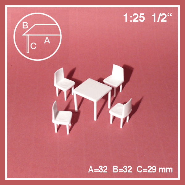 테이블과 의자세트(테이블1 의자4) 1:25