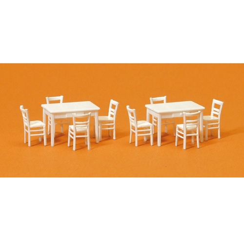 식탁2, 의자 8 (흰색) 1:87